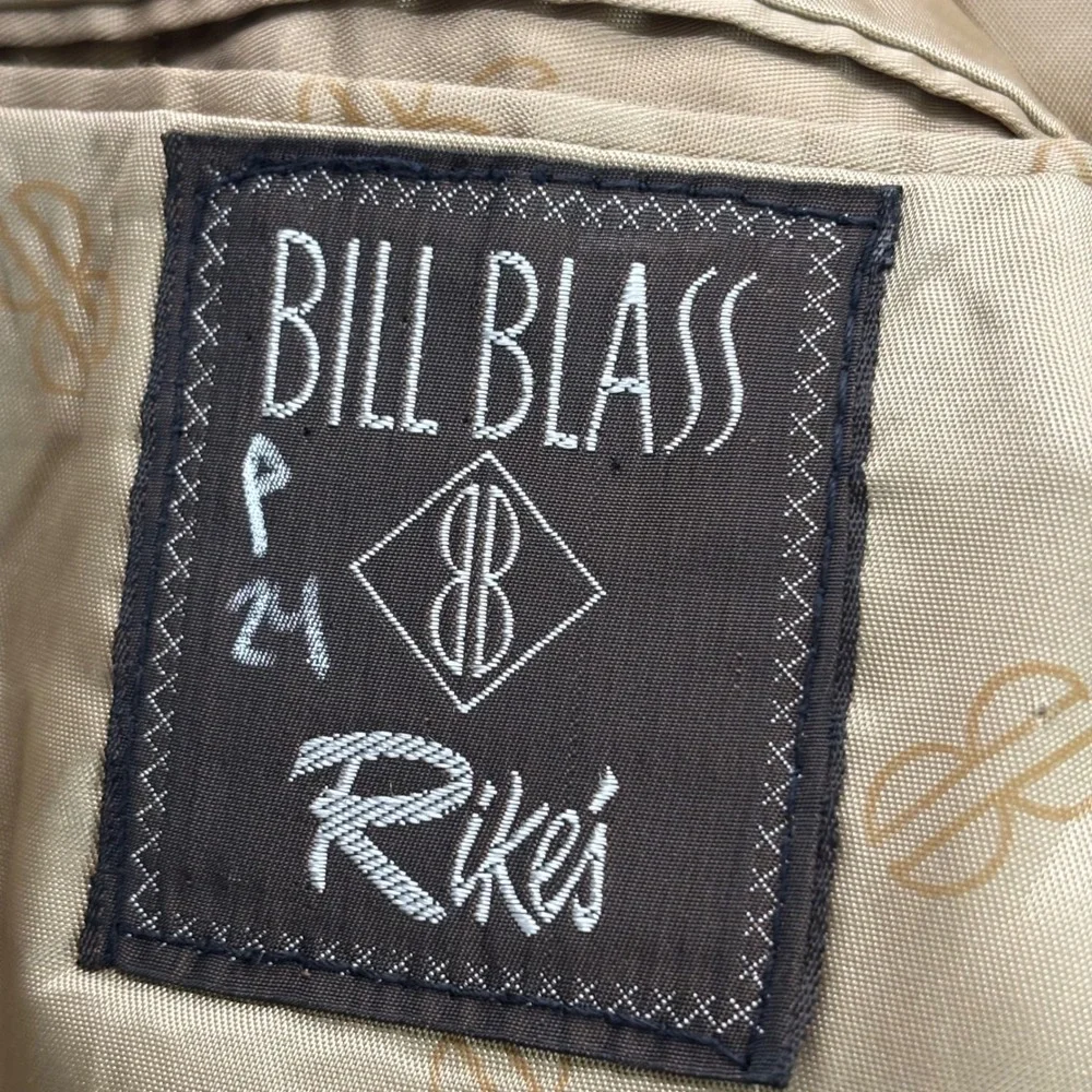 Vintage Bill Blass Camel Hair Two Button Blazer Sportcoat Tan Crest Buttons 42R